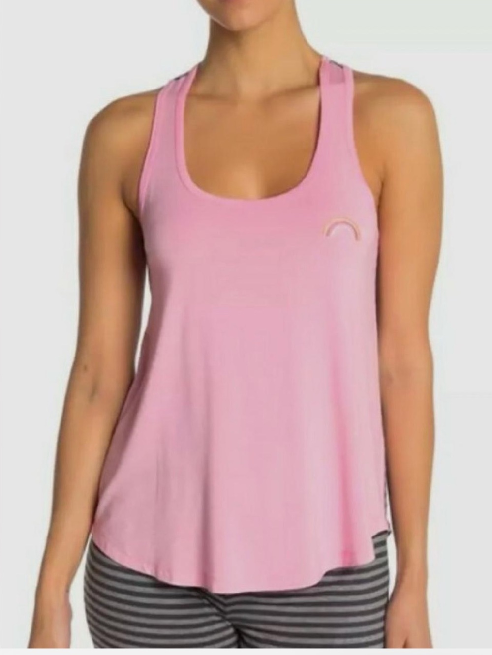 NWOT*PJ SALVAGE Soft pink Racerback Tank Top*Back w Stripes Med
